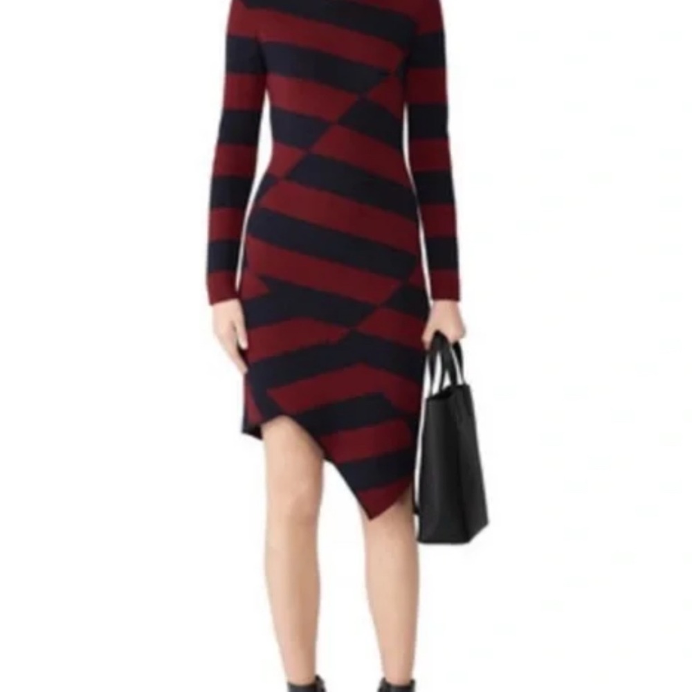 Slate and willow asymmetrical dress. Red and Navy. Size Small